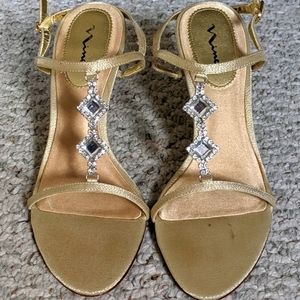 Gold Heel / Sandals with Diamonds